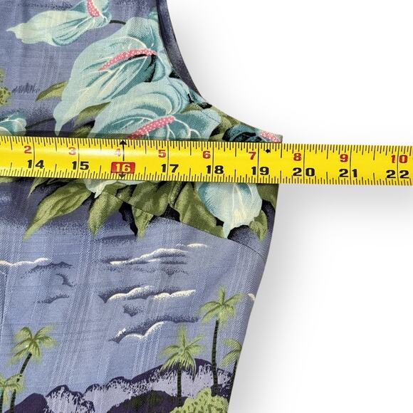 Tommy Bahama Tropical Print Silk Button Front Shirt Dress 12 Blue Hawaiian Beach - Picture 7 of 9